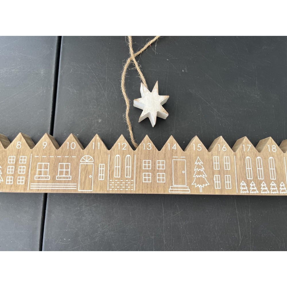 Neutral Wooden Village Christmas Advent Calendar Countdown Farmhouse Modern